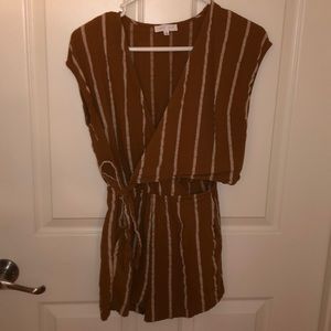 Burnt orange and white stripe romper